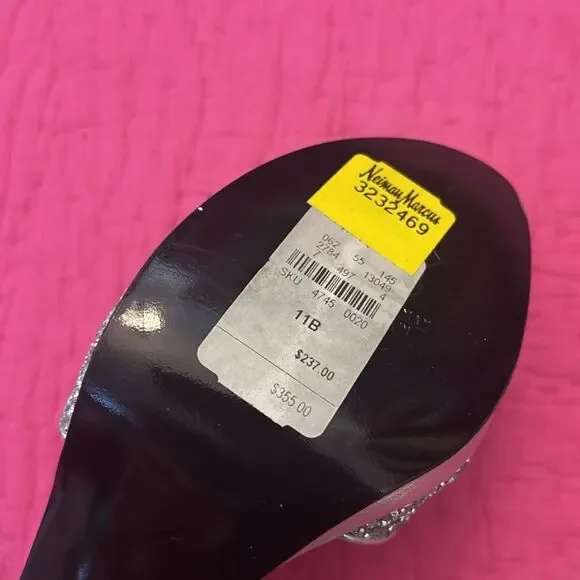 Stuart Weitzman Silver Glitter Heels, US11